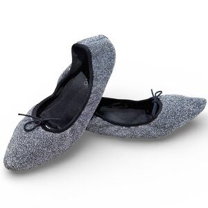 Repetto Grace Oriental Ballerina Flats Silver Glitter Pointed Size 39